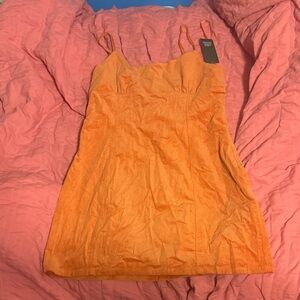 Orange Sleeveless Corduroy Dress